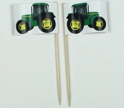 Produktbild von Party-Picker Flagge Traktor Bauernhof Papierfähnchen in Spitzenqualität 25 Stück Beutel