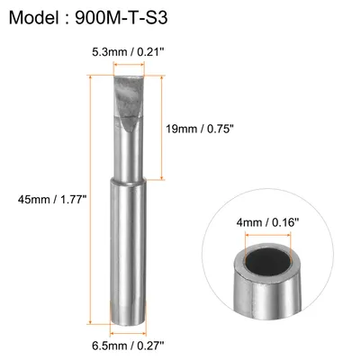 Produktbild von L?tkolbenspitzen 900m T-S3 Flache Kante 5.3mm Mei?elbreite Vernickelt L?t-Schwei?-Ersatzspitze fš¹r Elektrische L?tstationen Silberton