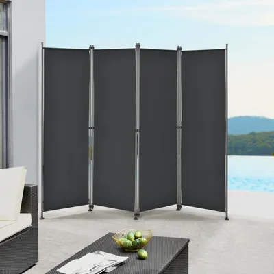 Produktbild von Outdoor Trennwand 170x215cm Paravent Sichtschutz Spanische Wand Garten Schwarz