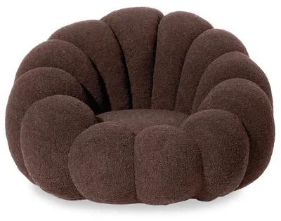 Image de MENZZO Fauteuil design coquillage Arielina Tissu bouclette Marron