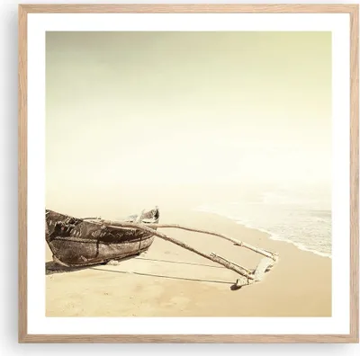 Produktbild von Gerahmtes Poster - Rahmen in heller Eiche - £ódŸ Wrack Meer - 60x60 cm - Wand Bild - Wanddeko - Wandbilder - Kunstposter - Wandposter - Bilderrahmen - Bilder - Kunstdruck - P2NAC60x60-5123