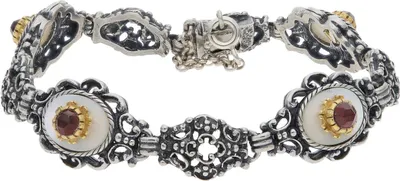 Produktbild von JuwelmaLux Trachten Armband, Echt Silber 925 teils vergoldet, Granat und Perlmutt JL17-03-0039