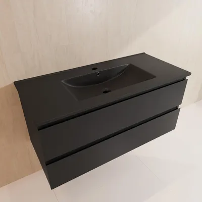Zdjęcie produktu dla LOMAZOO MARENZA 100 cm, czarny mat, czarna umywalka