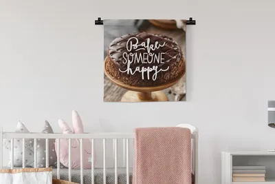 Produktbild von MuchoWow® Wandteppich Wandbehang Backe jemanden glücklich' - Sprichwörter - Zitate 60x60 cm Tapisserie Dekoration Wandtuch - Dekorationen - Wand Decke