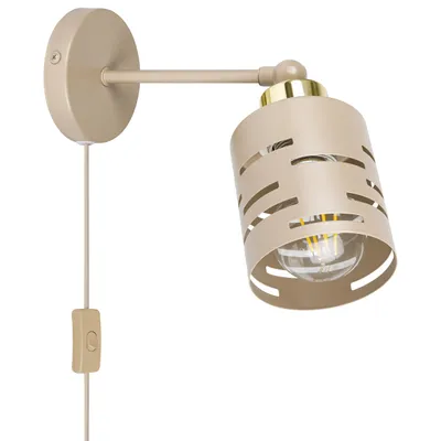 Produktbild von MasterLED Wandleuchte E27 schwenkbar Beige Gold mit Kabel, Stecker und Schalter