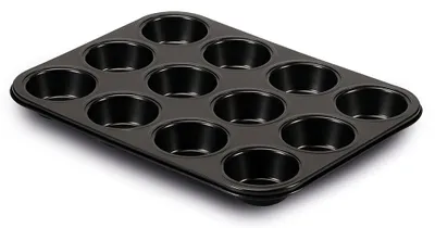 12er Muffinblech mit Antihaftbeschichtung, 35 x 27 cm, schwarz