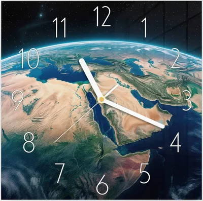 Produktbild von Wanduhr aus Glas mit Motiv Erde aus dem All- 30 x 30 cm - inkl. Aufhängesystem
