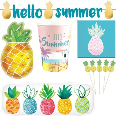 Produktbild von Ananas Sommerparty Deko Set Strandparty Poolparty Geburtstag Partyset bunt
