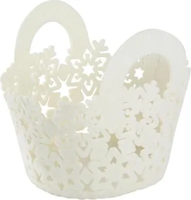 Obrázek produktu pro Košík Vánoční Kulatý 15X15X14Cm Plstěný Bílý