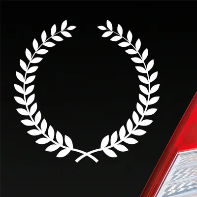 Produktbild von Auto Aufkleber Lorbeerkranz Insigne Auszeichnung Siegerkranz 10x10 cm Weiss Matt Sticker Heckscheibenaufkleber