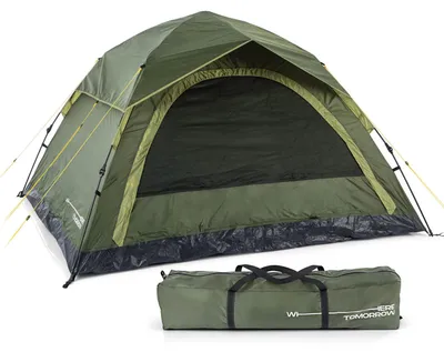 Obrázek produktu pro WHERE TOMORROW Pop Up stan | 210 x 240 x 130 | Rychlorozkládací kopulový stan pro 2–4 osoby | Včetně přepravní tašky | Zelený **