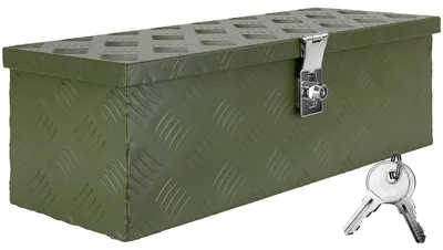 Image de Boîte à Timon Vert Boîte à outils Caisse de camion Boîte en Aluminium Box de remorque avec couvercle Verrouillable Boîte de Transport Rangement D025 trucky