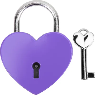 Produktbild von Heart Lock Metall Bunt exquisite Vorhängeschloss Haushaltshandwerksvorräte mit Schlüssel 45x59 mmpurpe