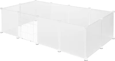 Produktbild von EUGAD Freigehege Welpenauslauf mit Tür DIY, Weiß, 145x75x46 cm