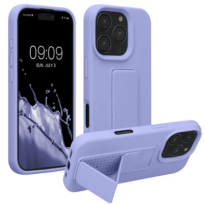 Produktbild von kwmobile Handyhülle für Apple iPhone 16 Pro Hülle - TPU Silikon Case mit Fingerhalter und Stand - Schutzhülle Cover in Lavendel