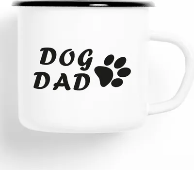 Produktbild von Huuraa Emaille Tasse Dog Dad Geschenk Kaffeebecher Vintage 300ml Dog Dad Präsent