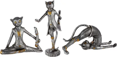 Produktbild von Gilde Poly Steampunk Skulptur "Yoga Katzen" VE 3 89417