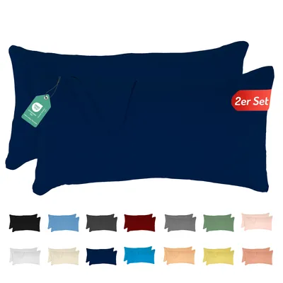 Produktbild von Jersey Kissenbezug 2er Set 40x60 cm 100% Baumwolle Dunkelblau