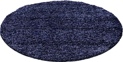 Produktbild von Teppich Wohnzimmer Hochflor Marineblau 200x200 Rund Unicolor - Einfarbig aus Polypropylen