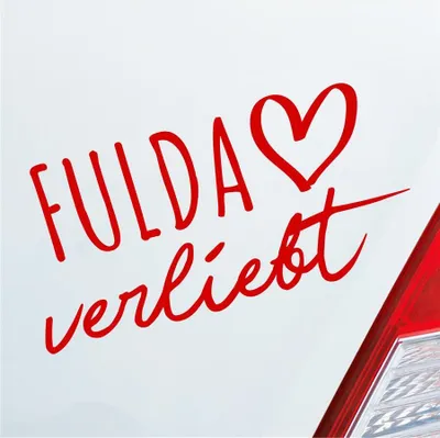 Produktbild von Auto Aufkleber Fulda verliebt Herz Fluss Wasser Water Liebe Car 19x10 cm Rot Sticker Heckscheibenaufkleber