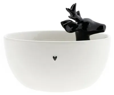 Produktbild von Servierschale BLACK DEER mit Rentier und Herz D 15cm Keramik Bastion Collections