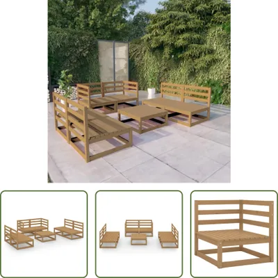 Produktbild von The Living Store 7-tlg. Garten-Lounge-Set Honigbraun Massivholz Kiefer