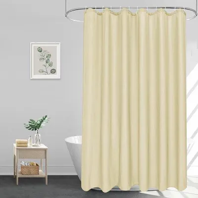 Obrázok produktu pre Béžová textilná kúpeľňová záclona, 180 x 200 cm, polyester, 1,8 x 2 m, 12 krúžkov, odolná voči vode, odolná voči plesniam, rýchloschnúca