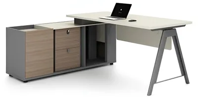 Produktbild von Büromöbel Set 2tlg Moderner Eckschreibtisch Holz Braun Büroschrank