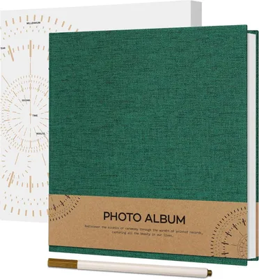 Zdjęcie produktu dla Album fotograficzny Vienrose samoprzylepny 10x15 lniany ślubny 40 stron 17x18 ciemnozielony