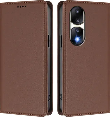 Immagine prodotto di Custodia in pelle per Honor 90 Pro, custodia magnetica in Finto cuoio con supporto Marrone