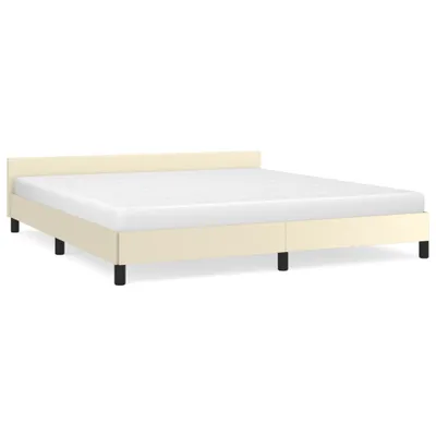 Image de vidaXL Cadre de lit avec tête de lit sans matelas Crème 160x200 cm
