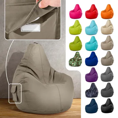 Produktbild von Green Bean® Sitzsack mit Rückenlehne "Cozy" 80x70x90cm - Gaming Chair mit 230L EPS Perlen Füllung - Khaki