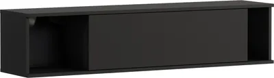 Produktbild von Hängeschrank QUERTY QT-06 Regal 135 cm Wandschrank Wandregal Schrank Regalschrank Wohnzimmer Push-to-Open Grifflos Modern (Schwarz Matt)