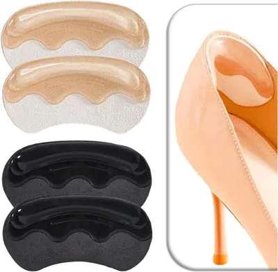Imagen del producto de Almohadillas de gel antideslizantes para el talón, 4 pares, autoadhesivas, para zapatos sueltos