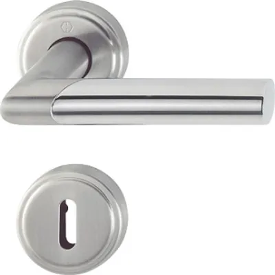 Produktbild von Hoppe Amsterdam Rosettengarnitur Edelstahl matt F69 /Edelstahl poliert F68 E1400Z/15KV/15KVS, OB Ovalbart