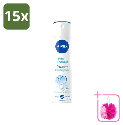 Obrázok produktu pre 15 kusov deodorantu NIVEA Fresh Natural vo spreji - 150 ml - balenie