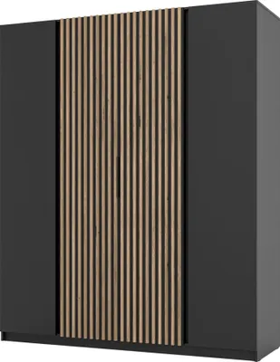 Produktbild von Masseno Drehtürenschrank CAGLIARI 200 cm Kleiderschrank Schlafzimmer Schrank 4-türig Schwarz