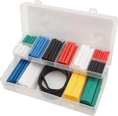 Immagine prodotto di Set di guaina termorestringente, tubi termoretraibili, impermeabili, colore nero, rosso, giallo, verde, bianco, per cavi di isolamento, kit di tubi termorestringenti, assortimento di manicotti per avvolgimento di cavi isolanti elettrici, 171 pezzi