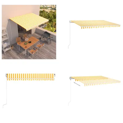 Produktbild von vidaXL Markise Automatisch Einziehbar 450x300 cm Gelb und Weiß - Markise - Markisen - Sonnendach - Sonnendächer