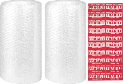 Zdjęcie produktu dla Folia bąbelkowa 2 rolki, 300 mm x 11 m, perforowana, 20 naklejek ostrzegawczych, do przeprowadzki