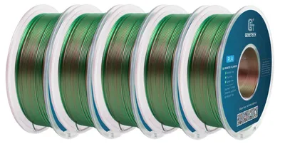 Immagine prodotto di Filamento Silk PLA - Filamento per stampanti 3D da 1,75 mm - Bicolore - 5 kg - Tolleranza ±0,03 mm - 343 m - Confezionato sottovuoto - Blu-verde