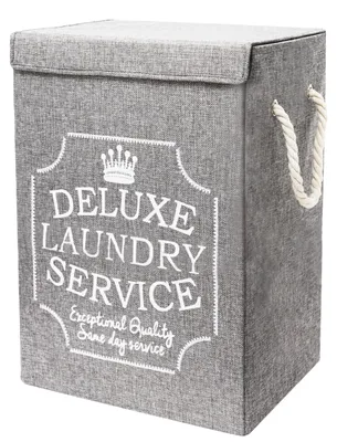 Wäschebox mit Deckel, faltbar, 66 L, 55x40x30 cm, grau