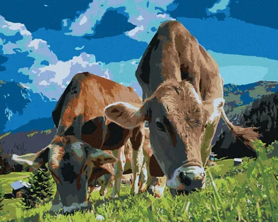 Produktbild von Zuty - Malen nach Zahlen - KÜHE IN DEN BERGEN, 40x50 cm, mit Keilrahmen (bereits gespannt)