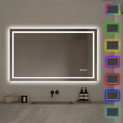 Produktbild von Lumoire® Badspiegel mit RGB beleuchtung – 100 cm Rechteckig – Mit Anti-Beschlag