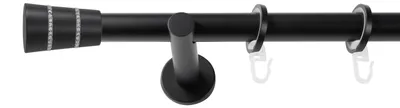 Produktbild von SN Deco Gardinenstange Rennes, 19 mm, 1-läufig, Stahl, Komplett-Set mit Ringen, Auflageträger, 180 cm, schwarz