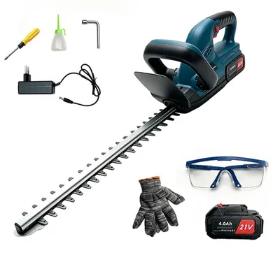 Immagine prodotto di ZELURXX, tagliasiepi a batteria da 21V, motore brushless, lama doppia da 520mm, set di utensili da giardino da 650W, include 2 batterie da 4,0Ah