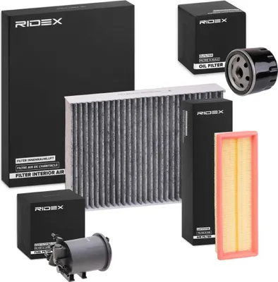 Produktbild von RIDEX Filterset Inspektionspaket Filtersatz für RENAULT KANGOO (KC0/1) KANGOO Express (FC0/1) MEGANE I (BA0/1) MEGANE I Grandtour (KA0/1)
