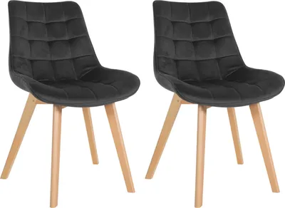 Produktbild von CLP 2er Set Esszimmerstühle Brook mit Samtbezug schwarz