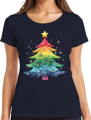 Produktbild von Weihnachtsbaum LGBTQ - Weihnachten Weihnachtsgeschenk Christmas Damen T-Shirt, Navy, M