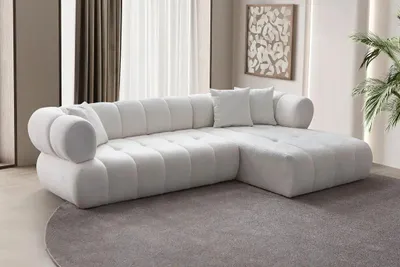 Produktbild von Hanah Home, Hochwertiges Ecksofa, Weiß, 280 x 170 x 90 cm | 70% HORNBEAM, 30% melaminbeschichtete Spanplatte | 100% Polyester, pflegeleicht, inkl. 3 Kissen, 240 kg Tragfähigkeit.